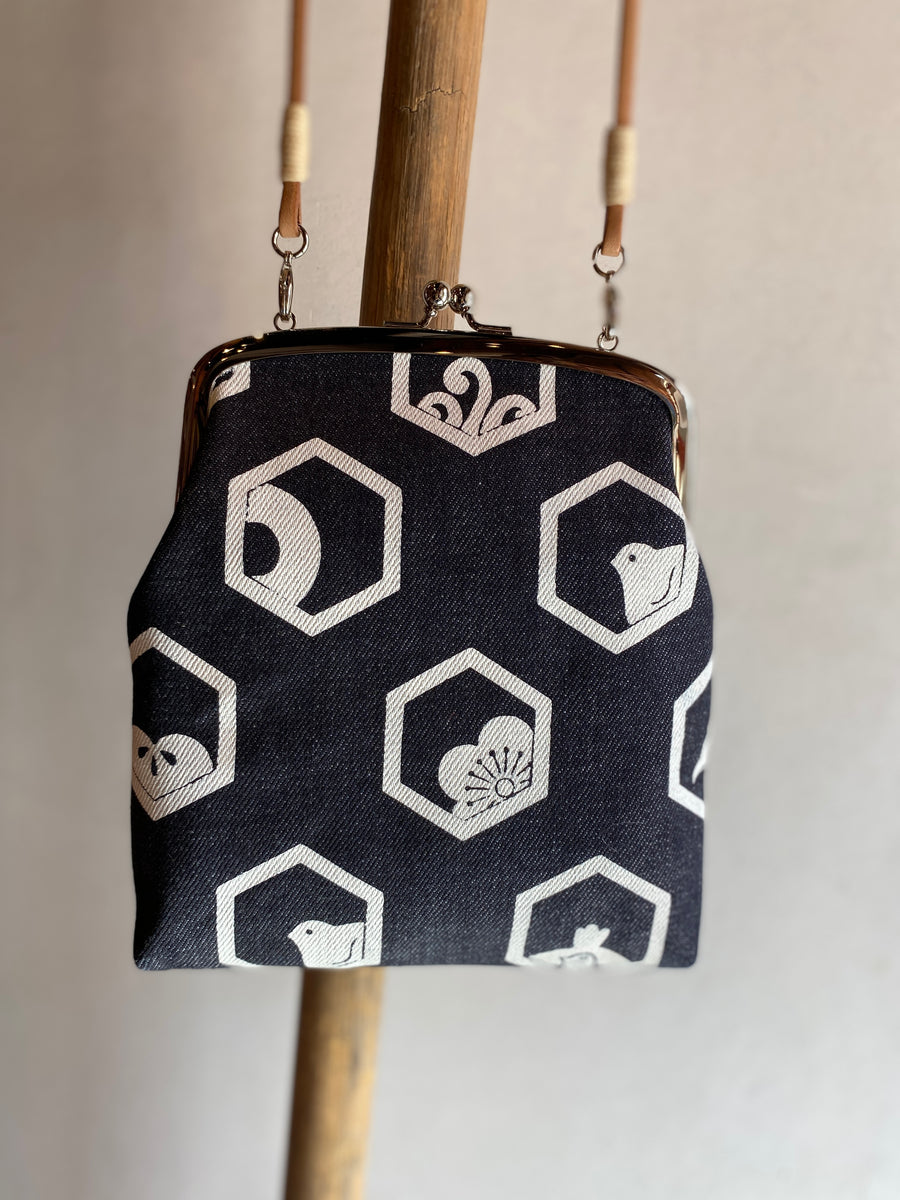 がま口ポシェット デニム亀甲紋／Pochette – WABISUKE