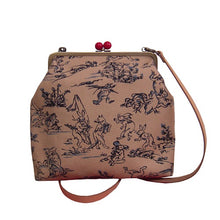 画像をギャラリービューアに読み込む, アンティークスクエアがま口ポシェット 鳥獣戯画