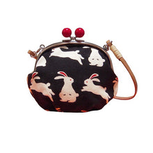 将图片加载到图库查看器,がま口まるバッグ 白うさぎ