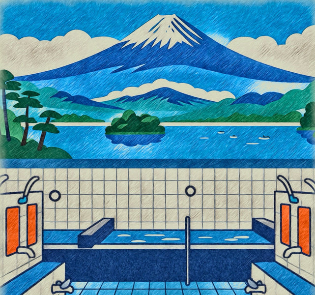 公共澡堂的瓷砖和声音，蒸汽之外的景色。 