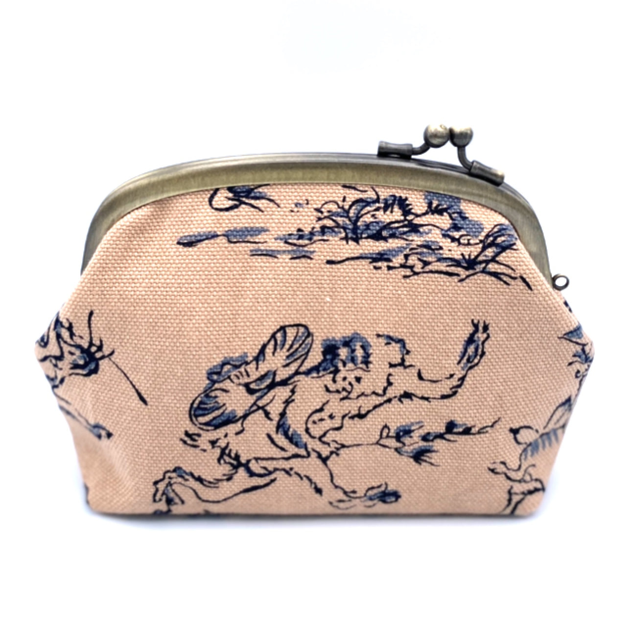京都かたおか ワビスケ WABISUKE 鳥獣戯画 がま口ショルダーバッグ 茶 がま口ポシェット 鳥獣戯画／pochette – WABISUKE