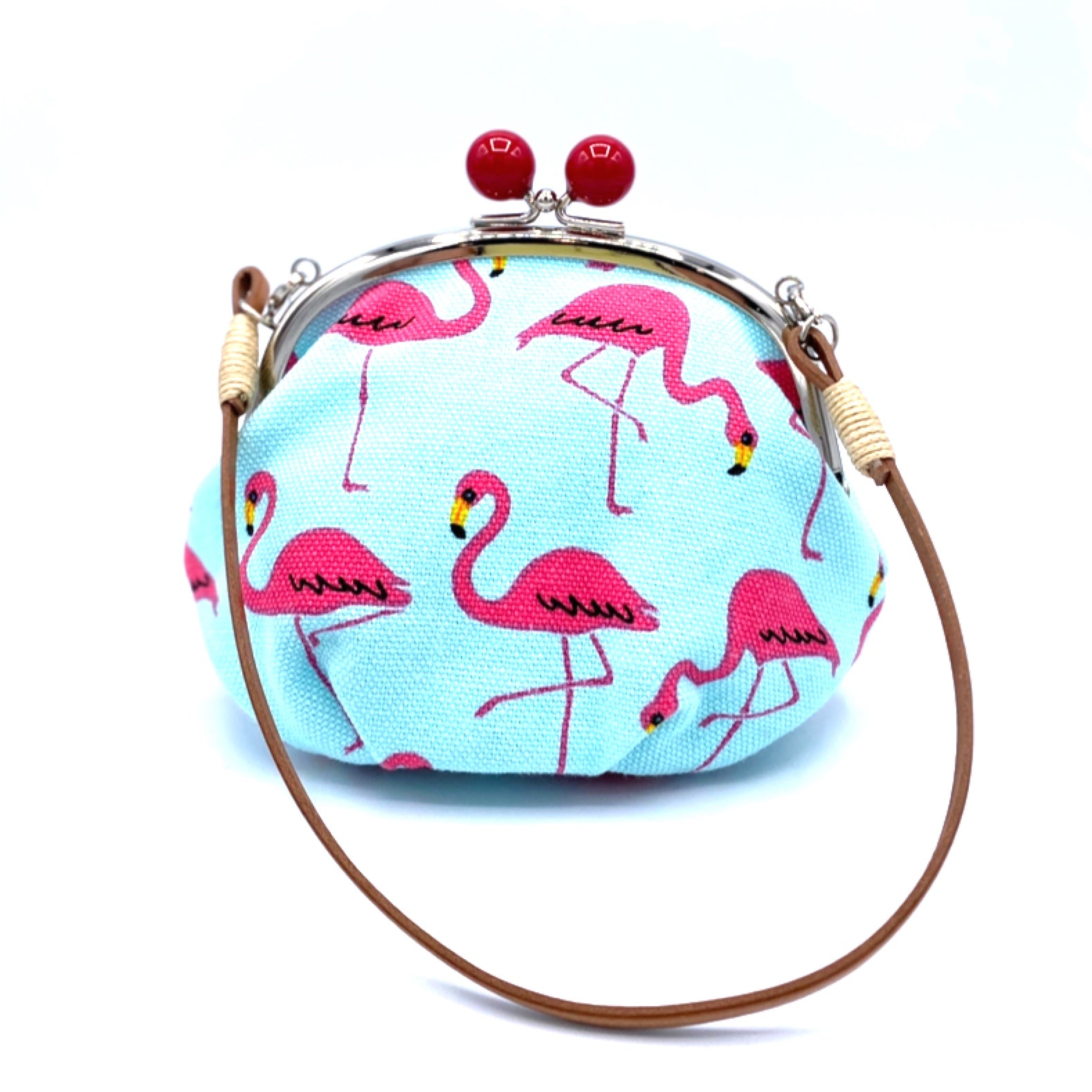 がま口まるバッグ フラミンゴ／Purse／Bag – wabisuke.kyoto